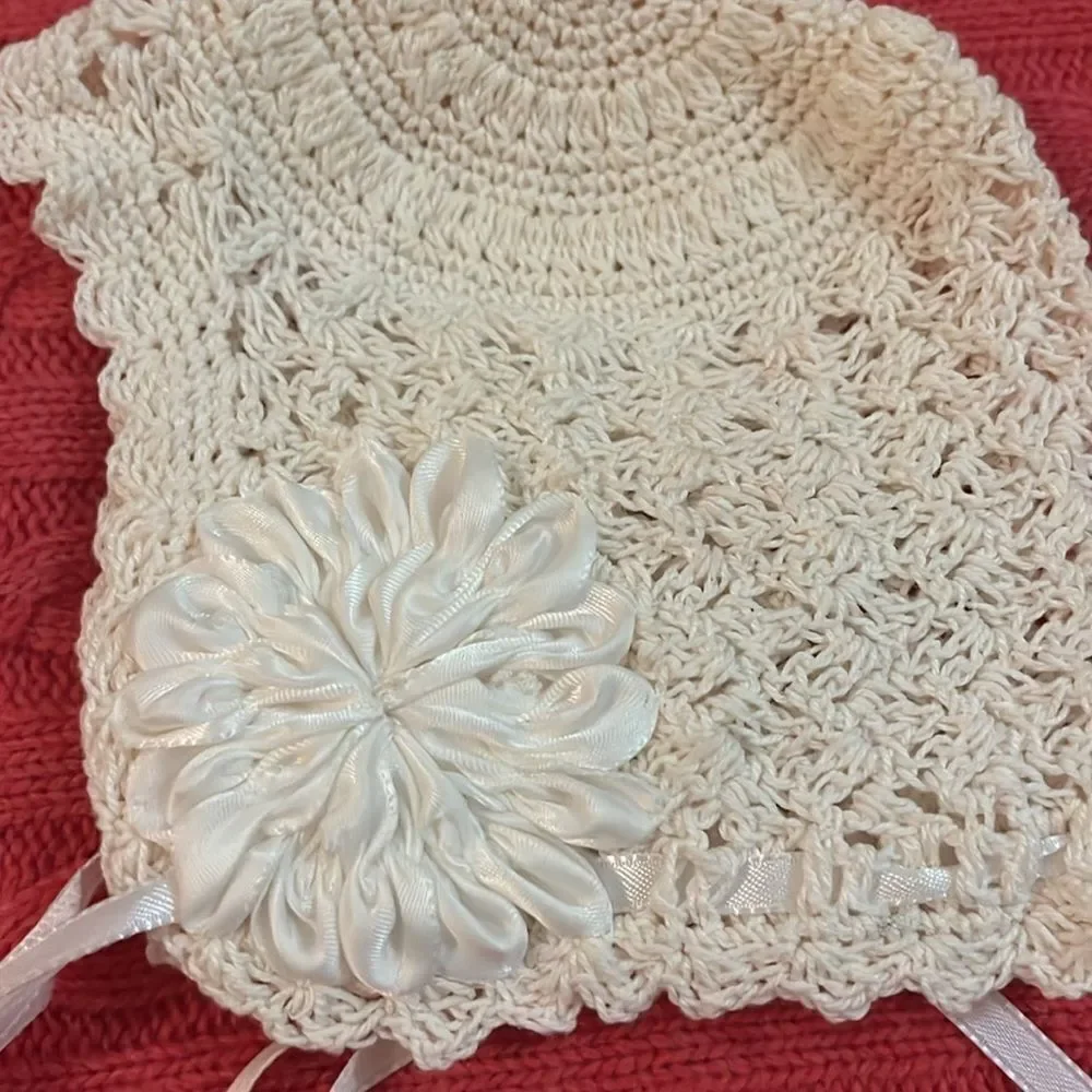 Handmade baby bonnet and shoes